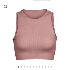 SKIMS Rib High Neck Bralette in Rose Clay